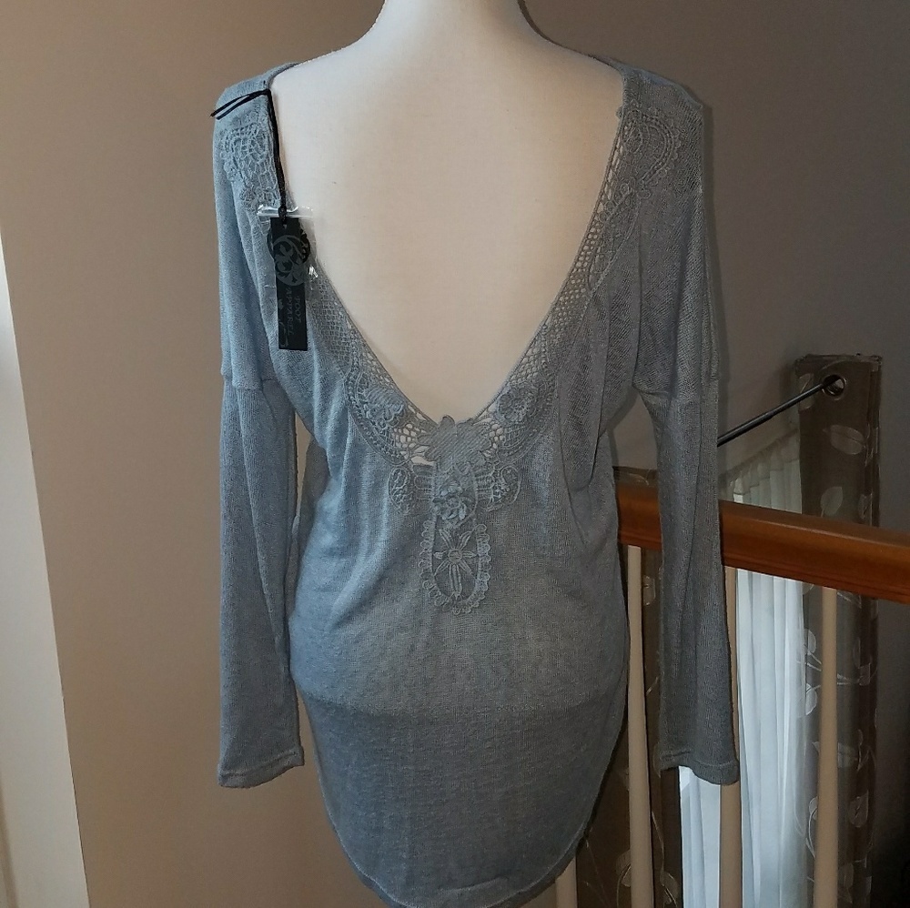Poof Light blue sweater size s NWT
